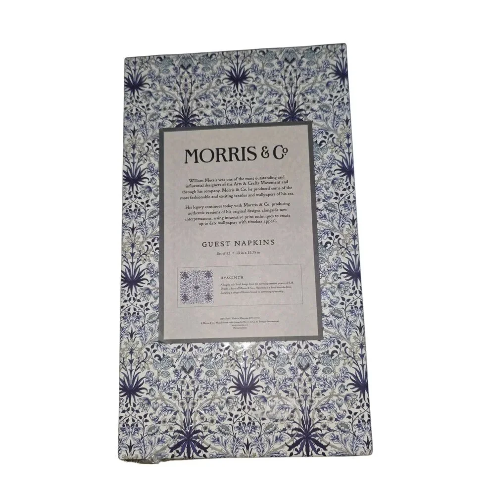 Morris & Co. Guest Paper Napkins Set of 32 Pink Green Floral 